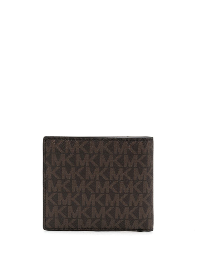 Shop Michael Kors Logo-print Bi-fold Wallet In Braun