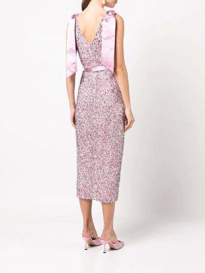 Shop Markarian Ella Bow-detail Sequinned Dress In Pink