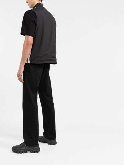 Palm Angels Logo Zip-front Sleeveless Jacket In Schwarz
