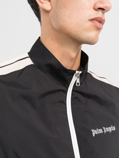 Palm Angels Logo Zip-front Sleeveless Jacket In Schwarz