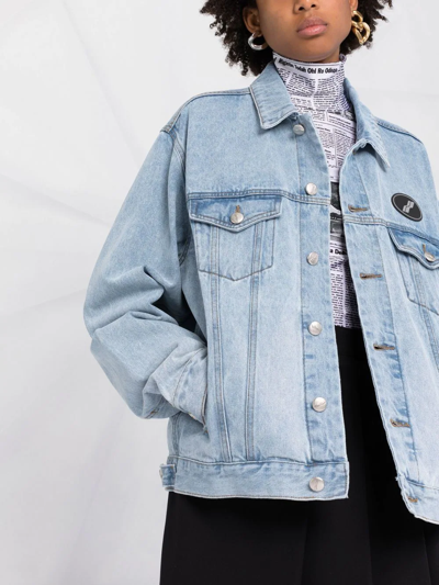 We11 Done We11done Logo Patch Faded Denim Jacket In Blue