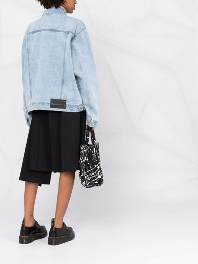 We11 Done We11done Logo Patch Faded Denim Jacket In Blue