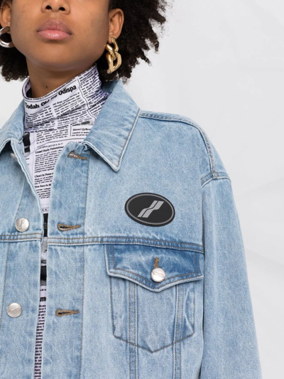 We11 Done We11done Logo Patch Faded Denim Jacket In Blue