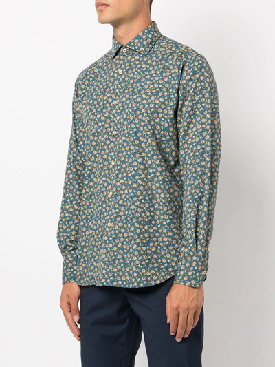 Shop Xacus Floral-print Long-sleeved Shirt In Mehrfarbig