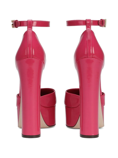 Dolce & Gabbana Capri 145 Platform Pumps In Polished Leather In Pink