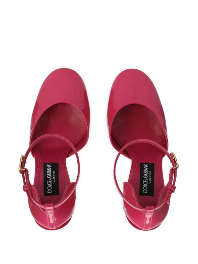 Dolce & Gabbana Capri 145 Platform Pumps In Polished Leather In Pink