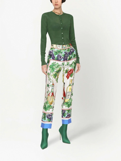 Shop Dolce & Gabbana Cropped Graphic-print Trousers In White