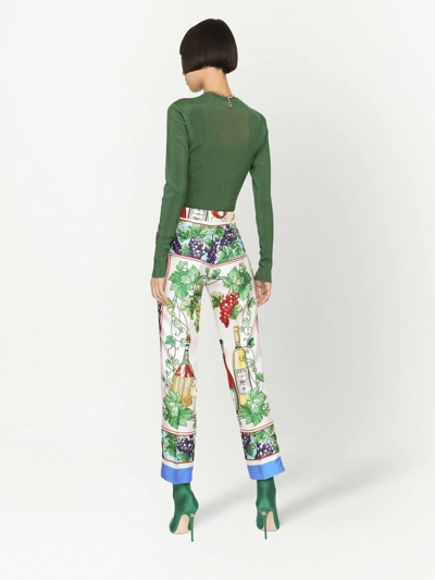 Shop Dolce & Gabbana Cropped Graphic-print Trousers In White