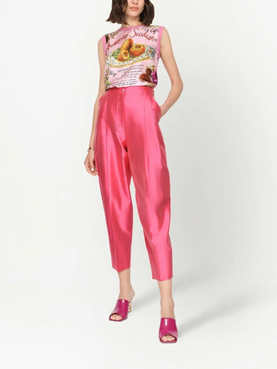 Dolce & Gabbana Sicilian Rice Ball Print Silk Sweater Vest In Pink