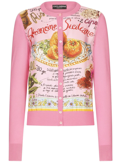 Dolce & Gabbana Contrasting-panel Button-fastening Cardigan In Pink