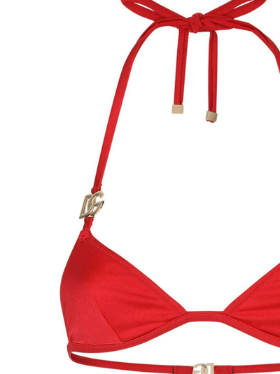 Shop Dolce & Gabbana Dg Logo Triangle Bikini In Red