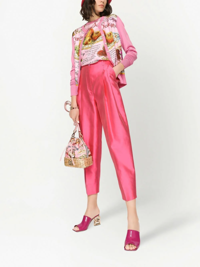 Dolce & Gabbana Contrasting-panel Button-fastening Cardigan In Pink