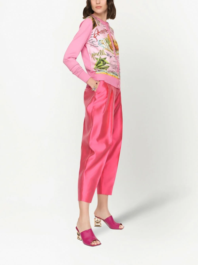 Dolce & Gabbana Contrasting-panel Button-fastening Cardigan In Pink