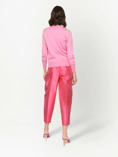 Dolce & Gabbana Contrasting-panel Button-fastening Cardigan In Pink
