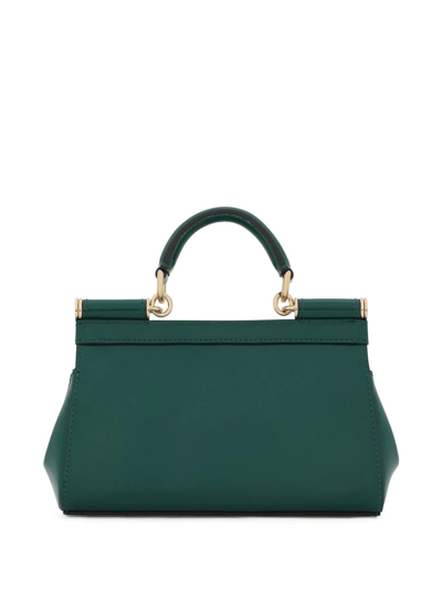 Shop Dolce & Gabbana Small Sicily Leather Top-handle Bag In Green