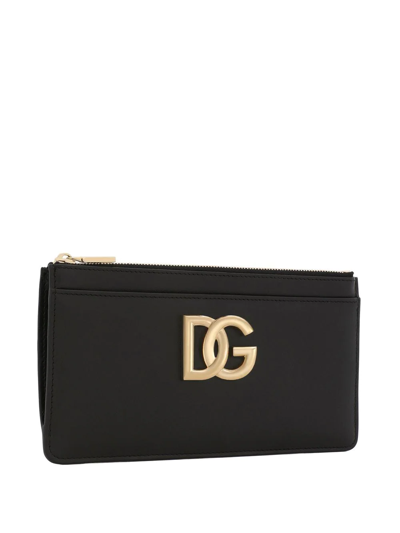 Dolce & Gabbana Large Calfskin Card Holder With Dg Logo In Black