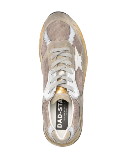 Golden Goose Mens Dad-star Sneakers In Dove-gray Mesh And Suede With White Leather Star In Nude