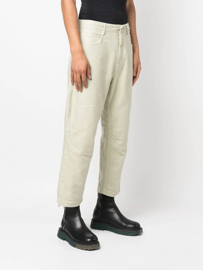 Shop Stone Island Shadow Project Zip-detail Straight-leg Trousers In Green