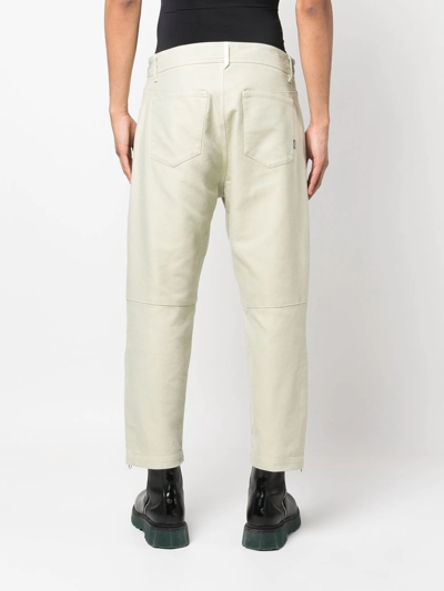 Shop Stone Island Shadow Project Zip-detail Straight-leg Trousers In Green