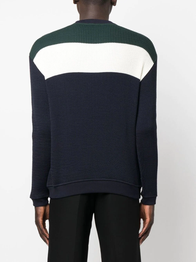Giorgio Armani Ribbed-knit Cotton Sweater In Blau