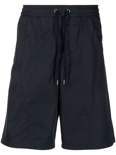 Shop Giorgio Armani Drawstring Organic Cotton Track Shorts In Blau