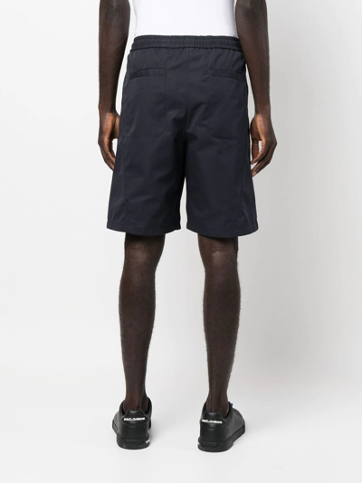 Shop Giorgio Armani Drawstring Organic Cotton Track Shorts In Blau