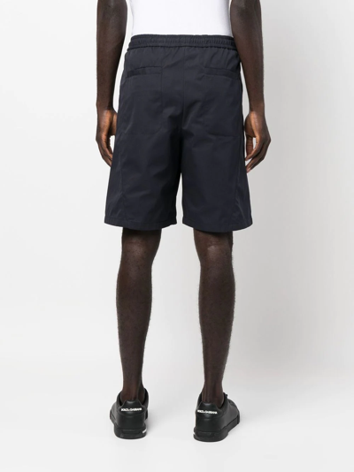 Giorgio Armani Drawstring Organic Cotton Track Shorts In Blau