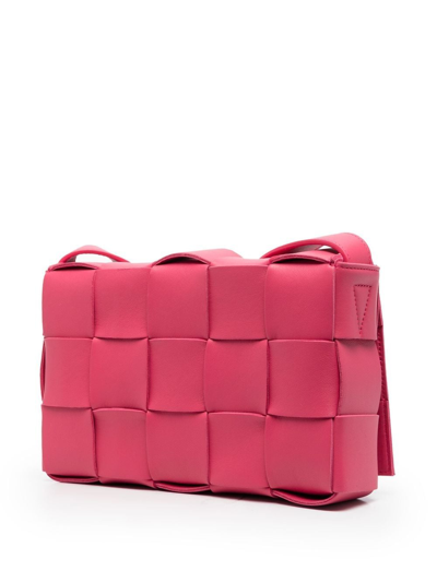 Shop Bottega Veneta Casette Intrecciato Crossbody Bag In Pink