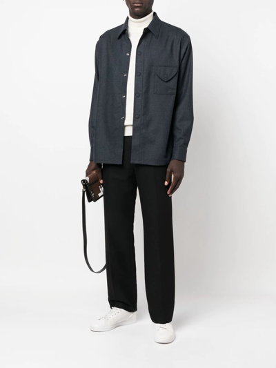 Giorgio Armani Wool Shirt Jacket In Blau