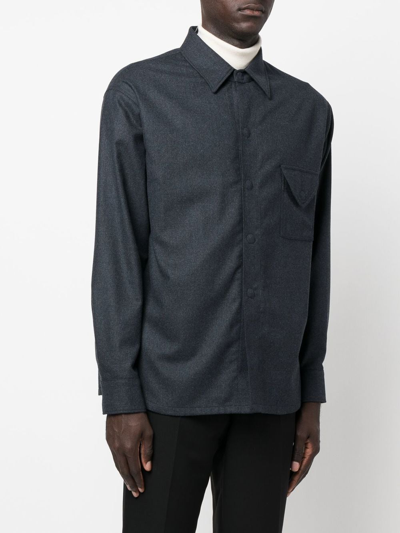 Giorgio Armani Wool Shirt Jacket In Blau