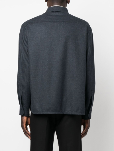 Giorgio Armani Wool Shirt Jacket In Blau