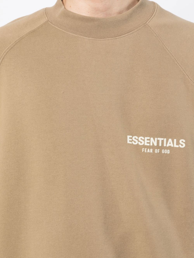 Shop Essentials Logo-print Crew-neck Sweatshirt In Brown