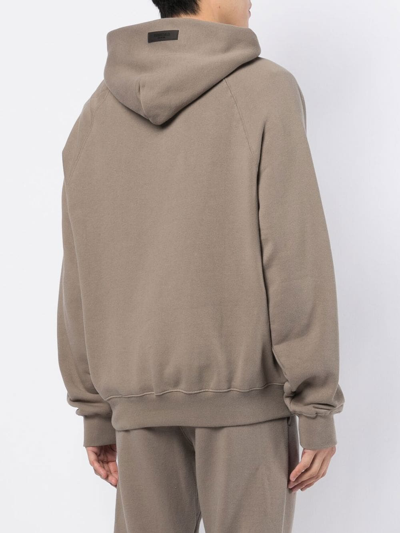 Essentials Logo-print Long-sleeve Hoodie In Brown