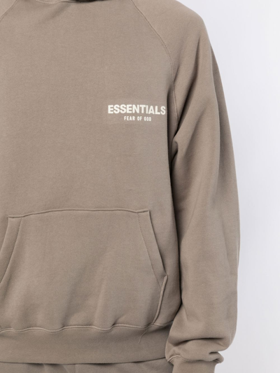 Essentials Logo-print Long-sleeve Hoodie In Brown