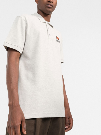 Shop Kenzo Boke Flower Logo-embroidered Polo Shirt In Grau