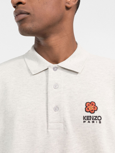 Shop Kenzo Boke Flower Logo-embroidered Polo Shirt In Grau