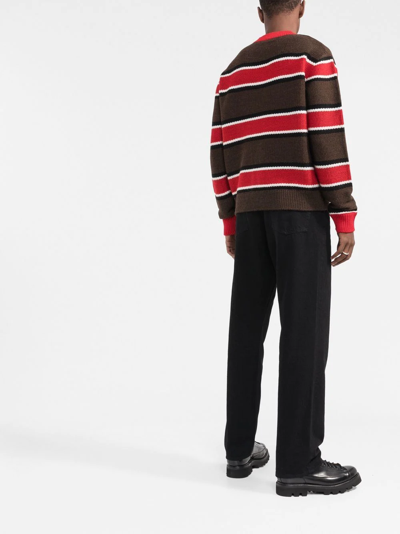 Shop Dsquared2 Jacquard Logo Striped Jumper In Braun