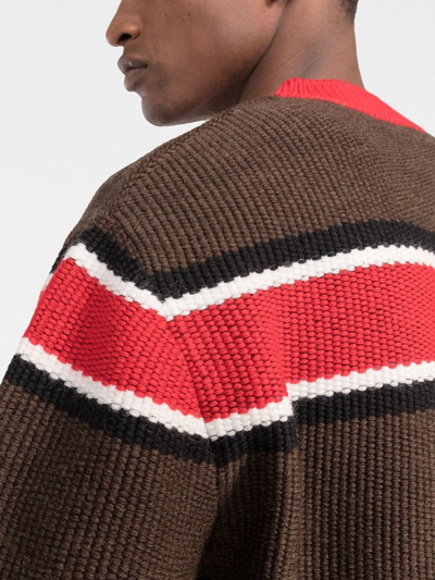 Dsquared2 Logo Crew Neck Sweater With Striped Pattern In Multi