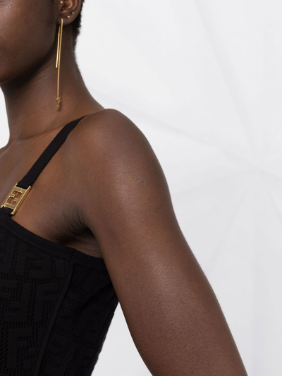 Fendi Monogram-jacquard Bodycon Midi Dress In Schwarz