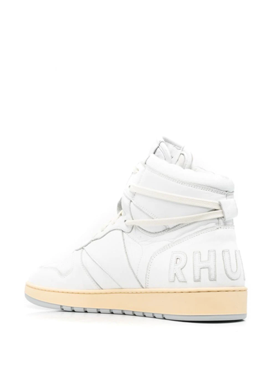 Shop Rhude High-top Panelled Sneakers In Weiss