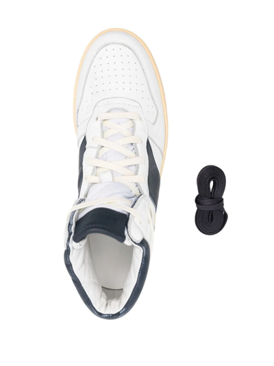Shop Rhude Panelled High-top Sneakers In Weiss