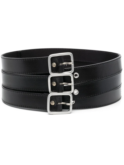 Philosophy Di Lorenzo Serafini Triple-band Leather Belt In Schwarz