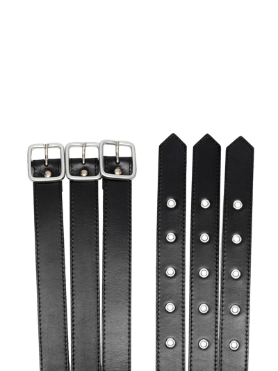 Shop Philosophy Di Lorenzo Serafini Triple-band Leather Belt In Schwarz