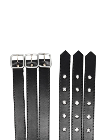 Philosophy Di Lorenzo Serafini Triple-band Leather Belt In Schwarz