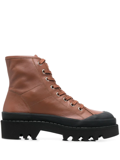 Shop Proenza Schouler Leather Lace-up Boots In Braun