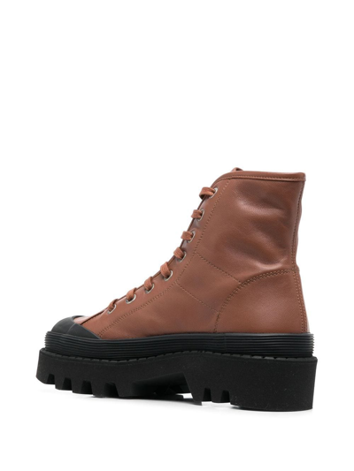 Shop Proenza Schouler Leather Lace-up Boots In Braun