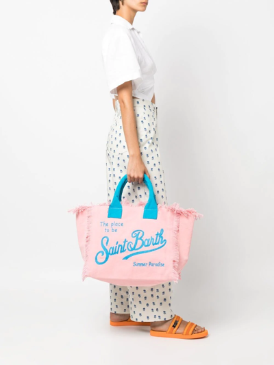 Shop Mc2 Saint Barth Logo-embroidered Tassel Tote Bag In Rosa