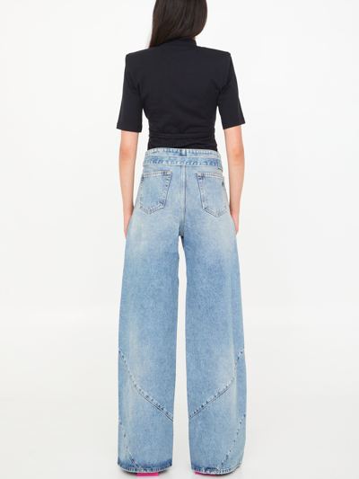 Shop Attico Oversized Denim Jeans In Light Blue
