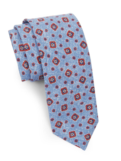 Shop Saks Fifth Avenue Men's Collection Scattered Geo Print Silk Tie In Light Blue