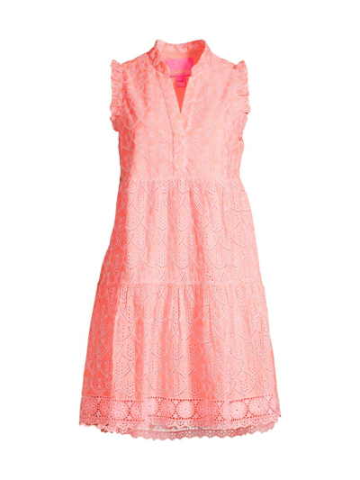 Shop Lilly Pulitzer Women's Briela Embroidered Dress In Peach Hyacinth Floral